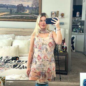 Custom Floral Chiffon Mini w/ Scarf